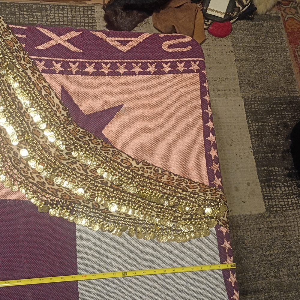 Gold Sequin Leopard Print Scarf